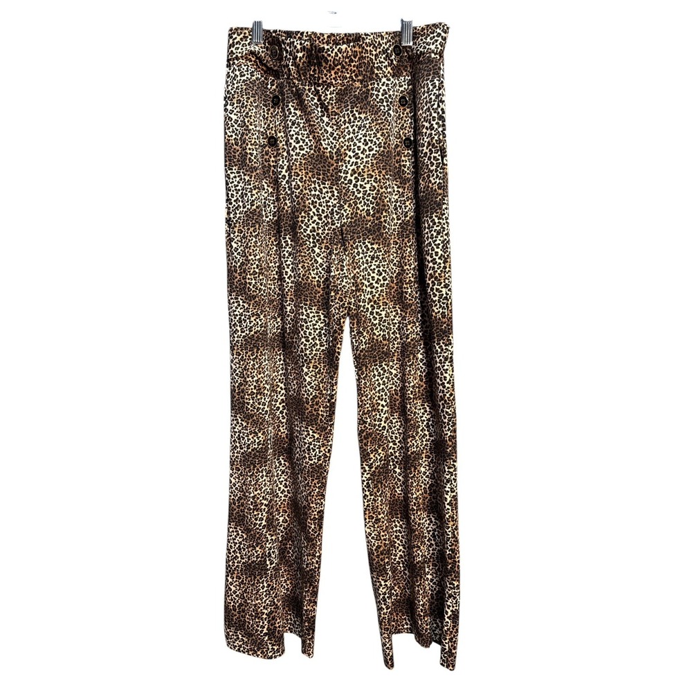 Robert Louis Bold Animal Print Wide Leg Pull-On Pants Women's Size M‎